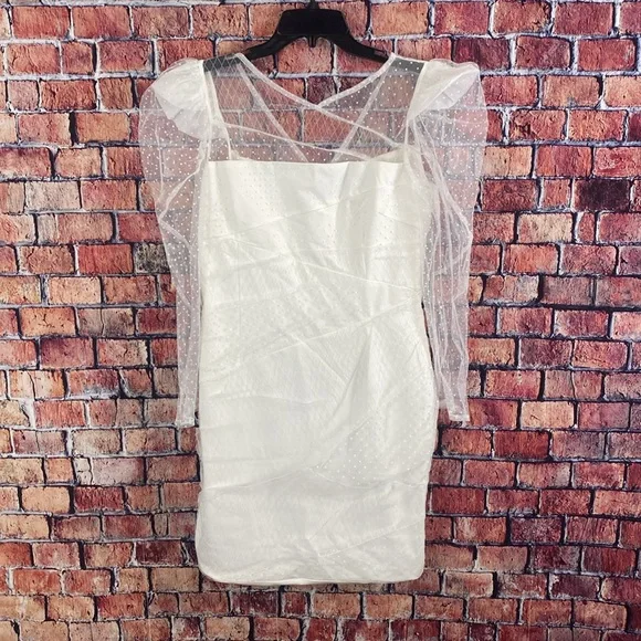 Karen Millen | Dresses | Karen Millen Mixed Mesh Spot Tulle Mini Skater  Dress | Poshmark
